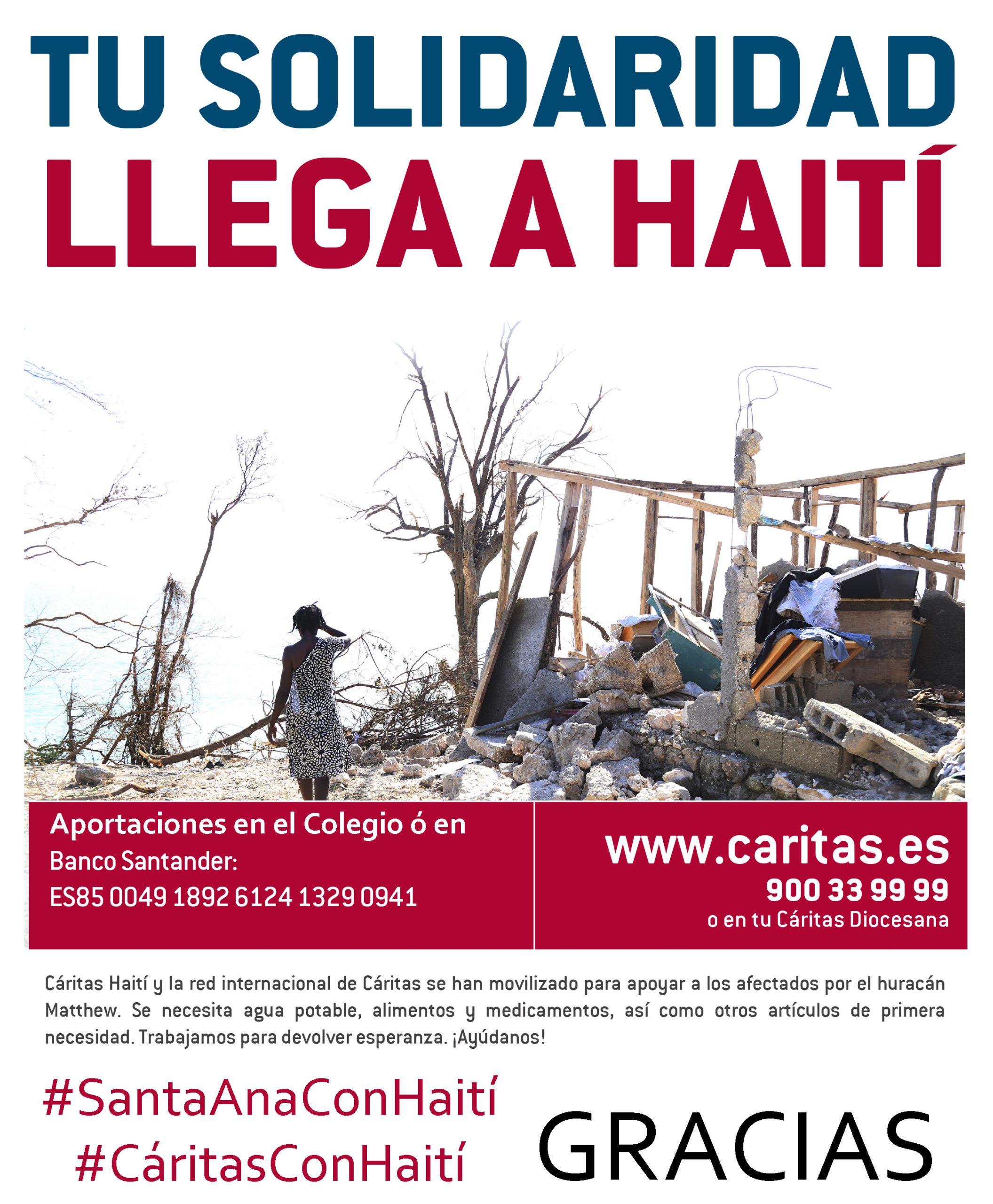 Santa Ana con las víctimas del Huracán Matthew de Haití